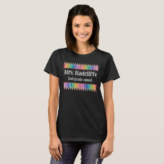 Camiseta Lápis Coloridos Divertidos Estrelas Nome do Profes