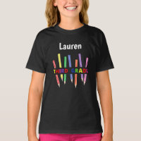 Lápis coloridos T-Shirt 2 da Garota do 3º ano