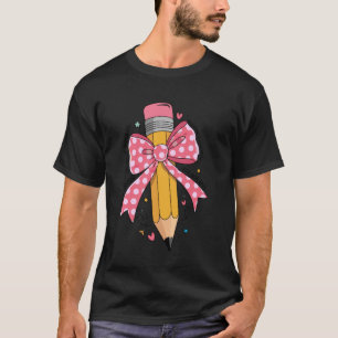 Camiseta Lápis Coquete Laço Dia de Teste Professora Motivac