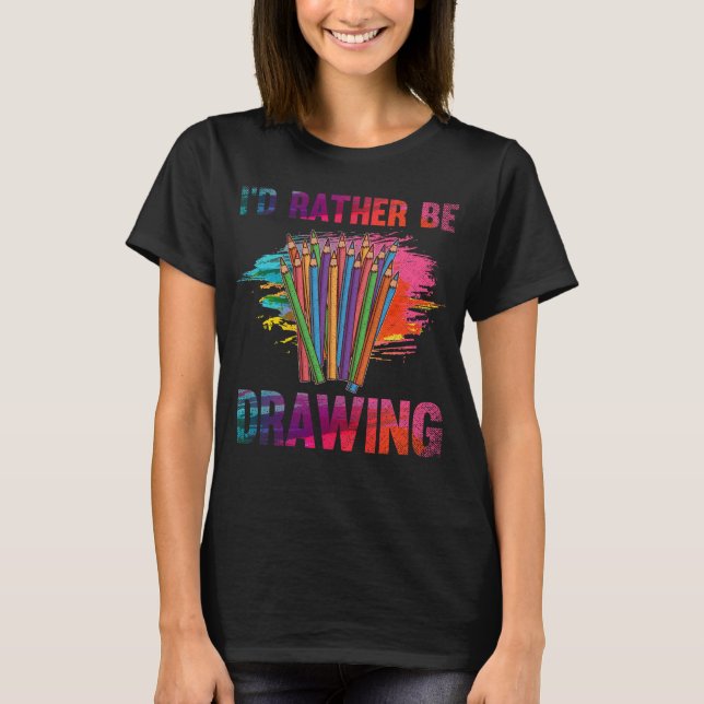 Camiseta Lápis de Desenho Colorido Lover de Arte (Frente)