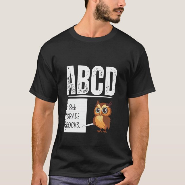 Camiseta Lápis de ROCKS do 8º GRAU Professor ABCD de volta  (Frente)