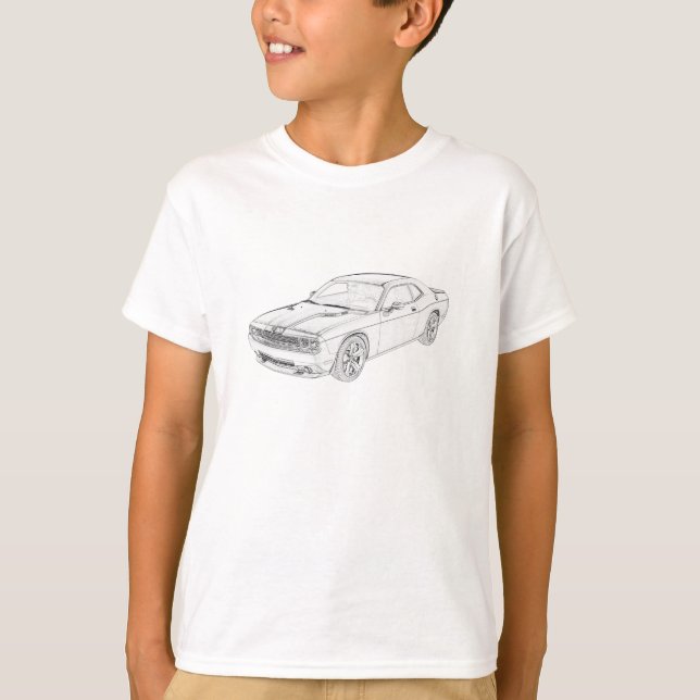 Camiseta Lápis Desafiador de Dama Esquema Mopar Kids T-Shir (Frente)