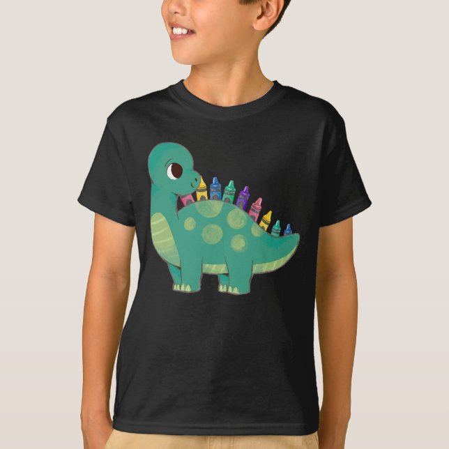 Camiseta Lápis Dinossauros Meninas Pré-Escolas Dino Criança (Frente)