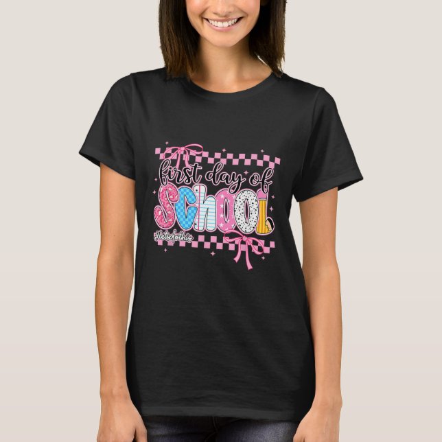Camiseta Lápis do Primeiro Dia de Aula Professor Crianças d (Frente)