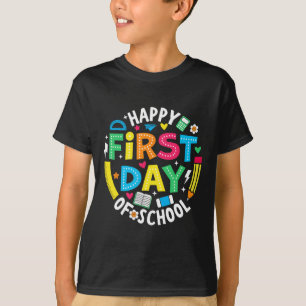 Camiseta Lápis Feliz Primeiro Dia De Aula Professor Criança