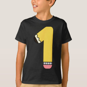 Camiseta Lápis Número 1 de Volta às Aulas Aniversário de 1