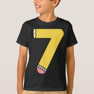 Camiseta Lápis Número 7 Volta às Aulas Aniversário de 7 ano