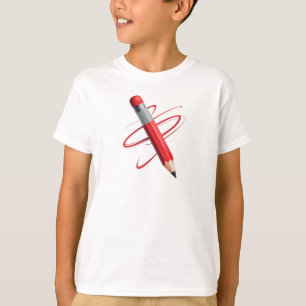 Camiseta Lápis Vermelho Dinâmico com Linhas Espirais Criati