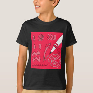 Camiseta Lápis Vermelho Expressivo Colorido Arte Digital Il