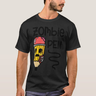 Camiseta Lápis Zumbi Halloween Feriado Assustador