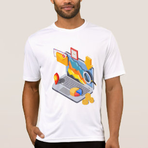 Camiseta Laptop de Análise de Dados Empresariais Isométrico