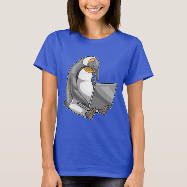 Camiseta Laptop de pinguim (Frente)