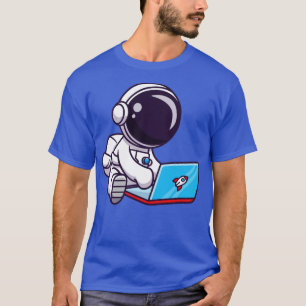 Camiseta Laptop de Reprodução do Astronauta Cute