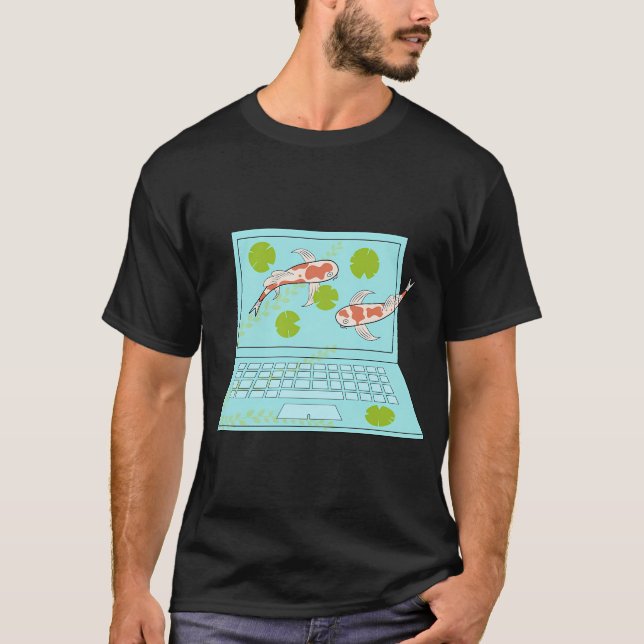 Camiseta laptop peixe koi (Frente)