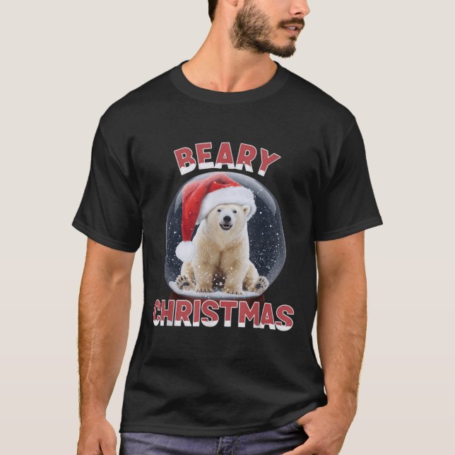 Camiseta Lar Bear de Natal do Globo de Neve (Frente)