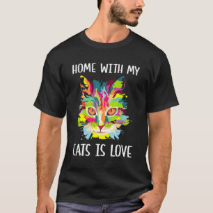 Camiseta Lar com meus gatos é amor Cat Mãe Gatinho D