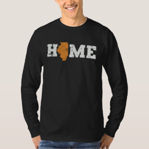 Camiseta Lar de Illinois com Contorno do Mapa EUA América