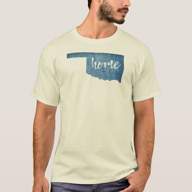 Camiseta Lar de Oklahoma com Textura de Madeira (Frente)