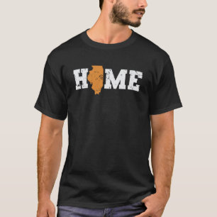 Camiseta Lar do Illinois com a estrutura do mapa nos EUA