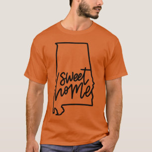 Camiseta Lar Doce Lar Estado do Alabama Letra à Mão Tip