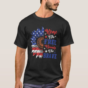 Camiseta Lar Dos Gratuitos Por Causa Do Brave USA Flag Sun