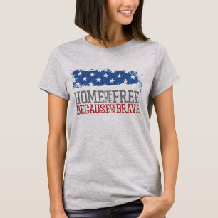 Camiseta Lar dos livres por causa da bandeira dos EUA dos b
