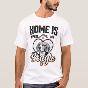 Camiseta Lar é Onde Está Meu Beagle é Design de Cachorro Vi