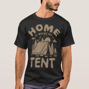 Camiseta Lar É Onde Está Minha Tenda Design Vintage Homens