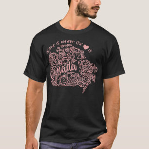 Camiseta Lar é Onde Está o Coração Canadá Estado País EUA