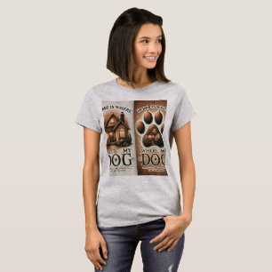 Camiseta "Lar é onde está o meu cão - Impresso de Palha Lou