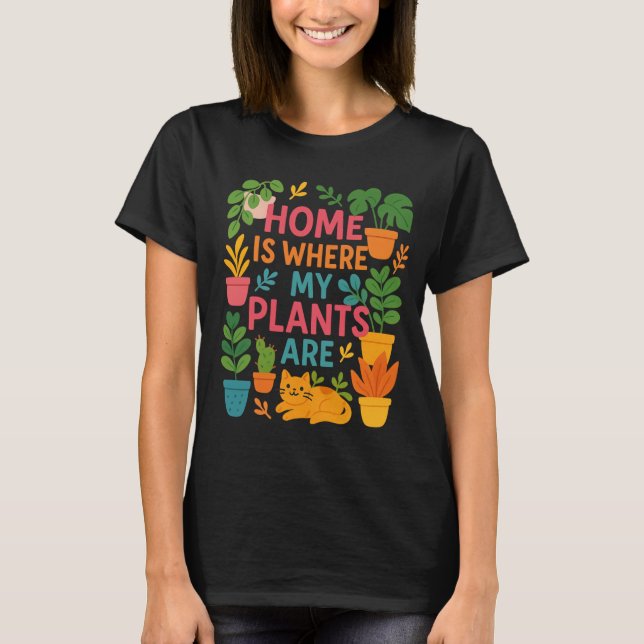 Camiseta Lar é onde estão as minhas plantas - Planta modern (Frente)