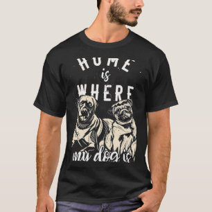 Camiseta Lar é Onde Meu Cachorro Está - Labrador e Pug Vint