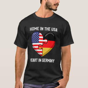 Camiseta Lar nos EUA Coração na Alemanha Americano Alemão R