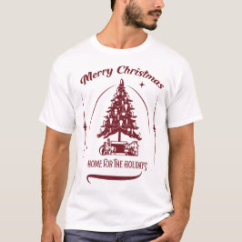 Camiseta Lar Para as Festas de Fim de Ano Design Vintage
