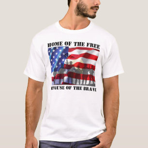 Camiseta Lar Patriótico Dos Livres Por Causa Dos Valentes