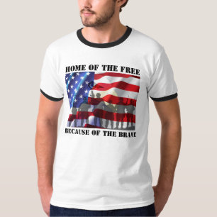 Camiseta Lar Patriótico dos Livres por Causa dos Valentes