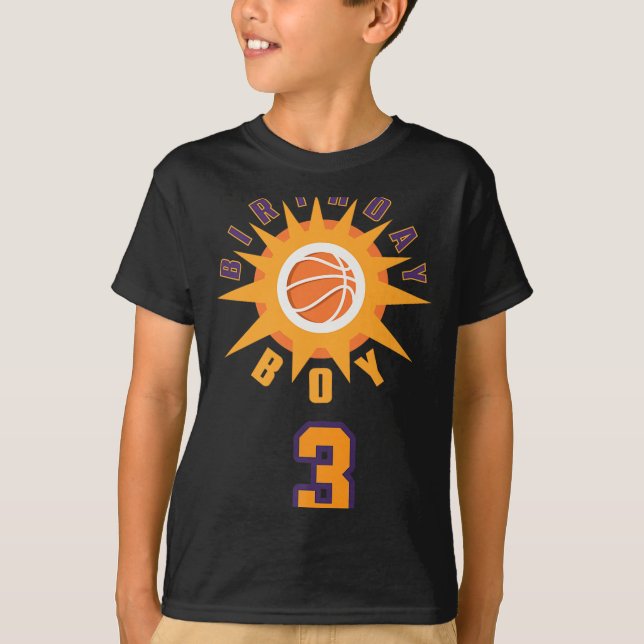 Camiseta Laranja Basquete Com Feixe De Sol De 3 Anos (Frente)