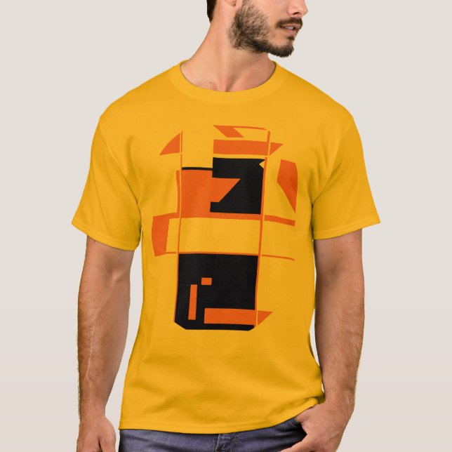 Camiseta Laranja Black MCM inspirado na Arte Geométrica Abs (Frente)