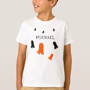 Camiseta Laranja Bonito Fantasma de Halloween Personalizado