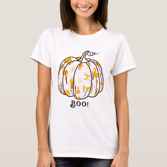 Camiseta Laranja, branca e mestiça, Jack-O’-Lanterna (Frente)