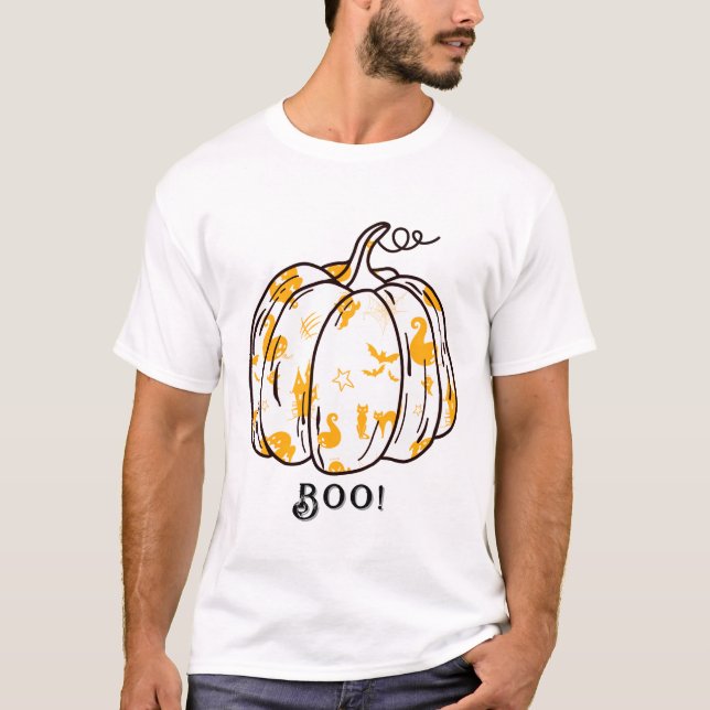 Camiseta Laranja, branca e mestiça, Jack-O’-Lanterna (Frente)