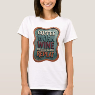 CAMISETA LARANJA CAFÉ TRABALHO VINHO ESPRESSO MARTINI REPIT