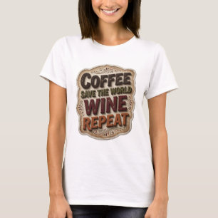 Camiseta Laranja Chic CAFÉ SALVE O MUNDO VINHO REPITA