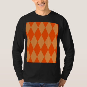 Camiseta Laranja Claro e Escuro Harlequin Diamantes Xadrez