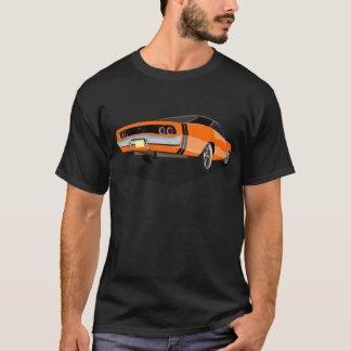 Camiseta Laranja com o carregador das listras pretas "68