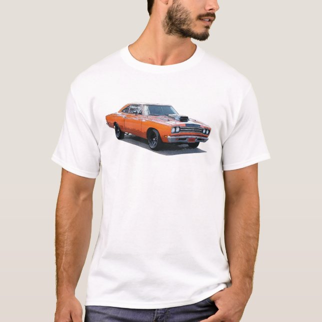Camiseta Laranja com o Roadrunner. 1967 preto de Plymouth (Frente)