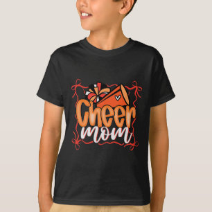 Camiseta Laranja Coquete Pom Poms Laço Mãe de Cheer Mama Li