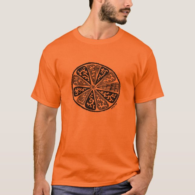 Camiseta Laranja da mandala (Frente)