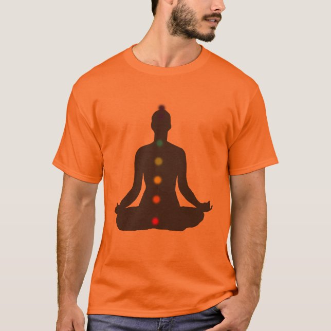Camiseta laranja da Meditação PixDezines Chakra (Frente)