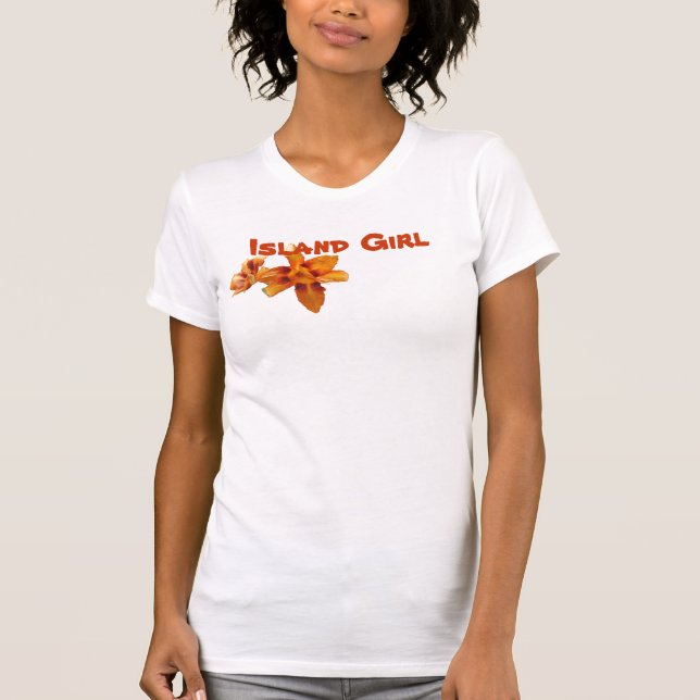 Camiseta Laranja da menina da ilha (Frente)